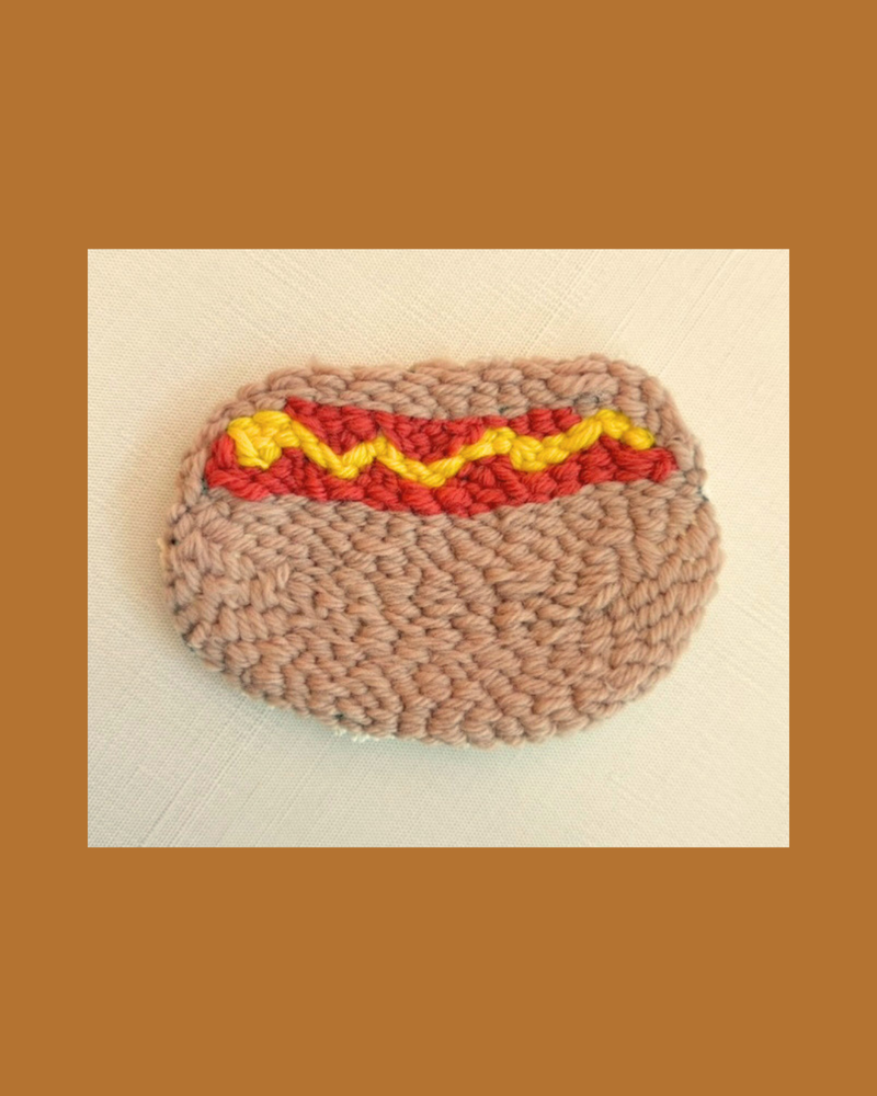 Load image into Gallery viewer, Hot Dog Punch Needle Mug Rug