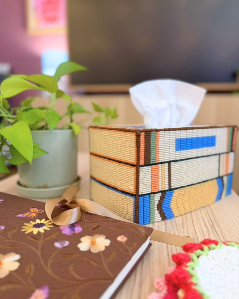 Load image into Gallery viewer, Bargello Book Stack Tissue Box Cover Stitch-A-Long (SAL)