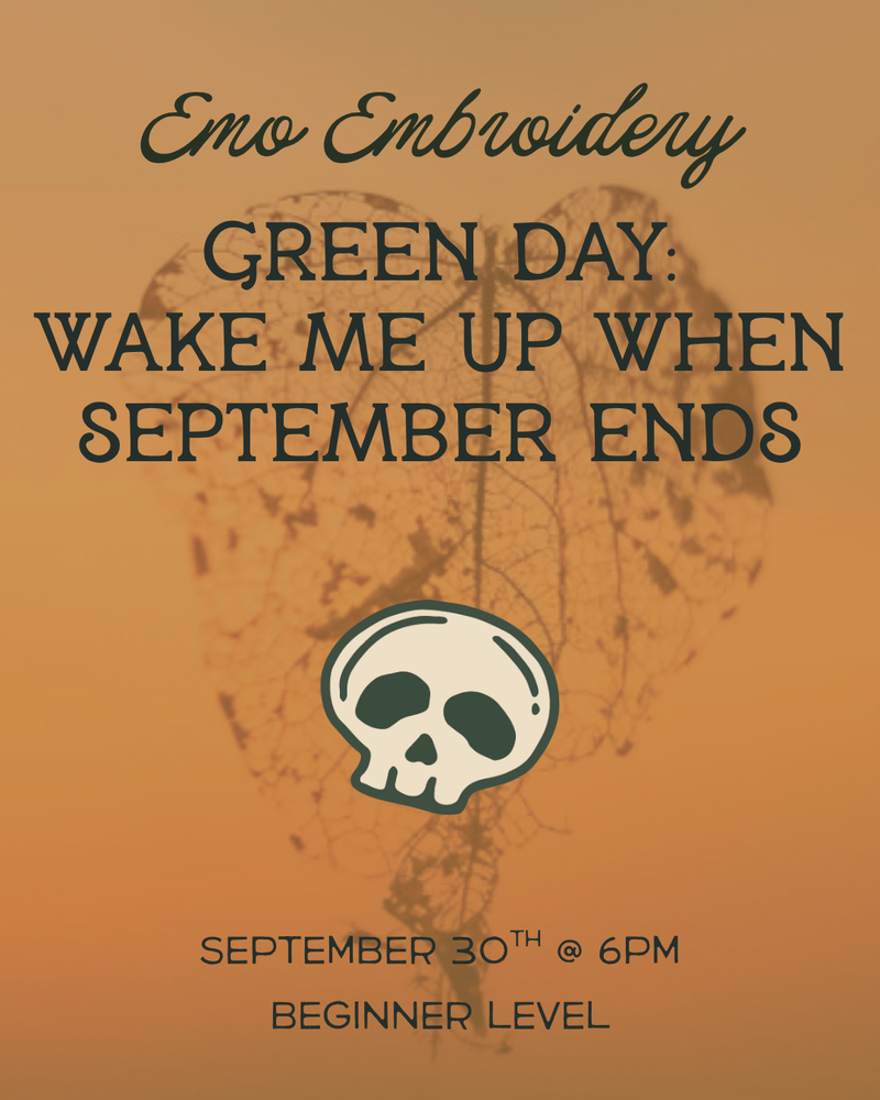 Load image into Gallery viewer, Emo Embroidery: Wake Me Up When September Ends by Green Day