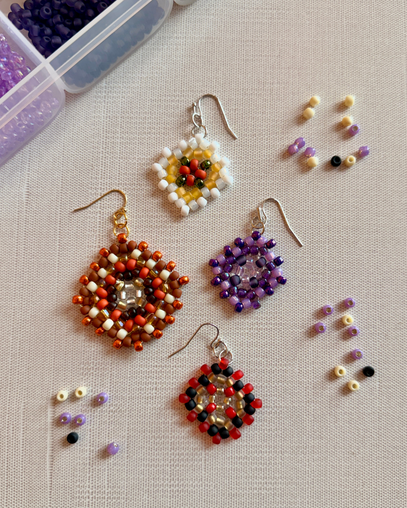 Load image into Gallery viewer, Beaded Granny Square Earrings