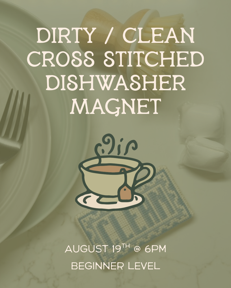 Load image into Gallery viewer, Dirty / Clean Cross Stitched Dishwasher Magnet
