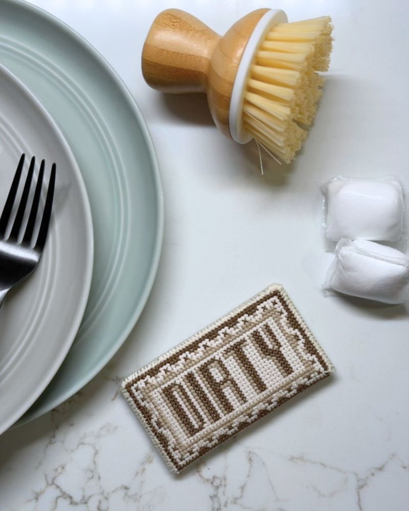 Load image into Gallery viewer, Dirty / Clean Cross Stitched Dishwasher Magnet