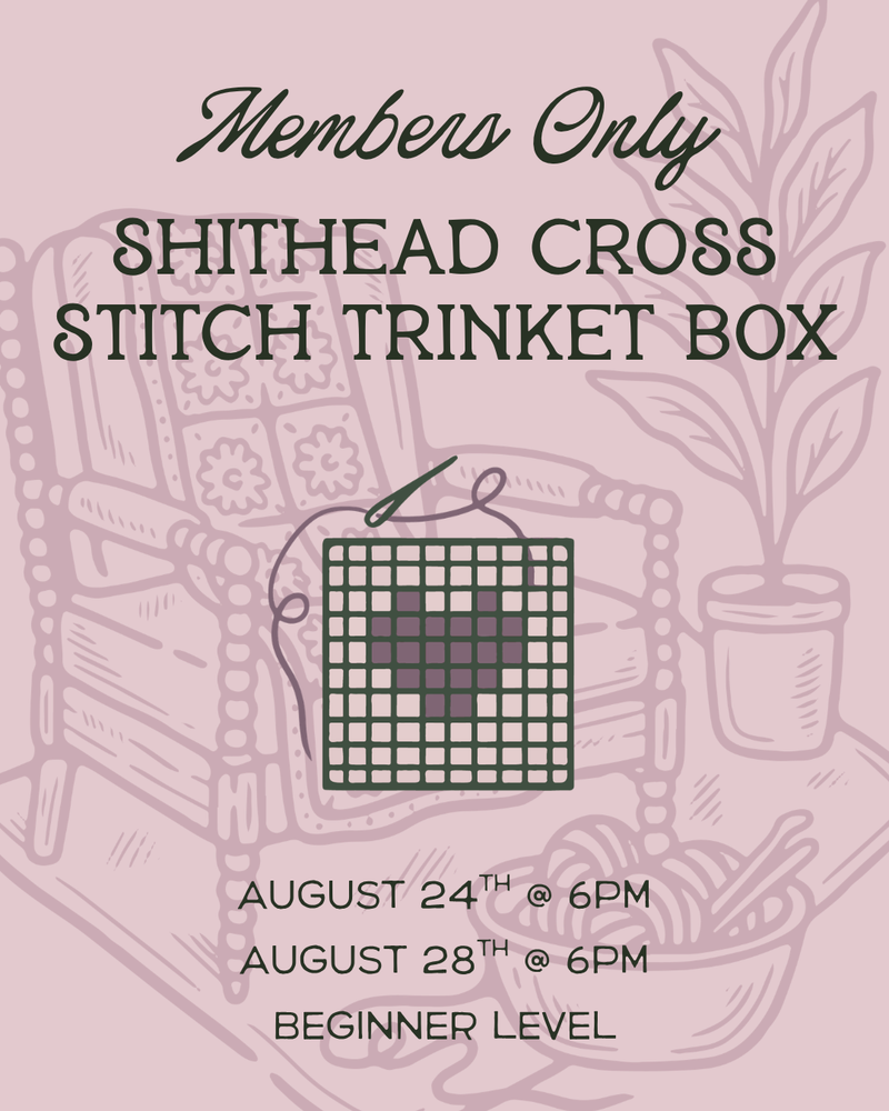 Load image into Gallery viewer, Members Only "Sh*thead" Cross Stitched Trinket Box