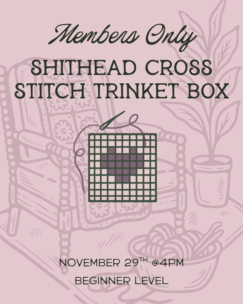 Load image into Gallery viewer, Members Only "Sh*thead" Cross Stitched Trinket Box
