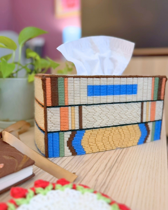 Bargello Book Stack Tissue Box Cover Stitch-A-Long (SAL)
