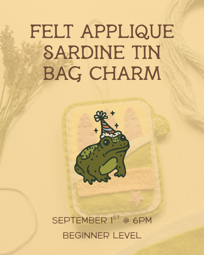 Load image into Gallery viewer, Felt Applique Sardine Tin Bag Charm / Keychain

