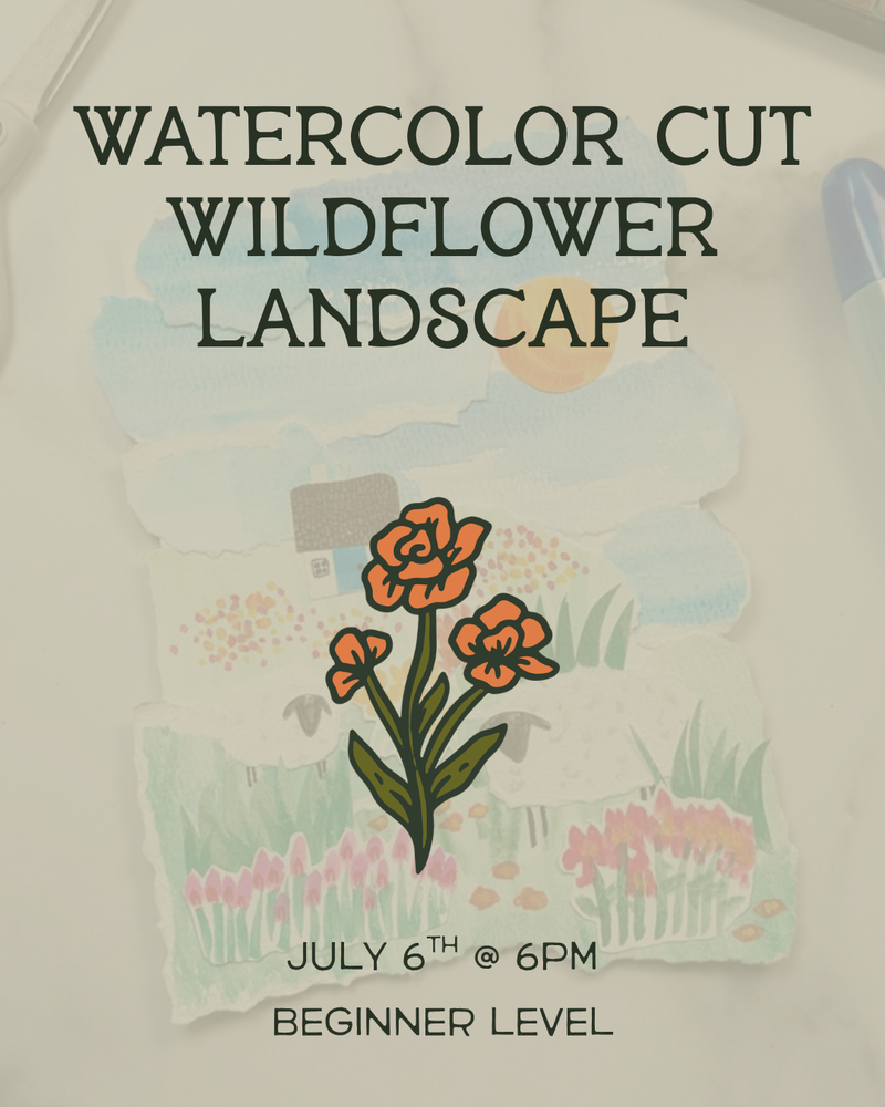 Load image into Gallery viewer, Watercolor Cut Paper Wildflower Landscape
