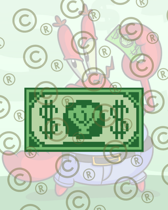 Me First Dollar! - Mr. Krabs Framed Cross Stitch