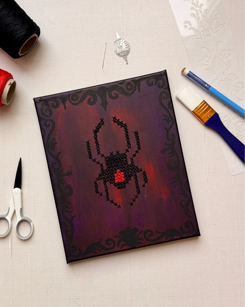 Load image into Gallery viewer, Cute &amp; Creepy Cross Stitched Canvas

