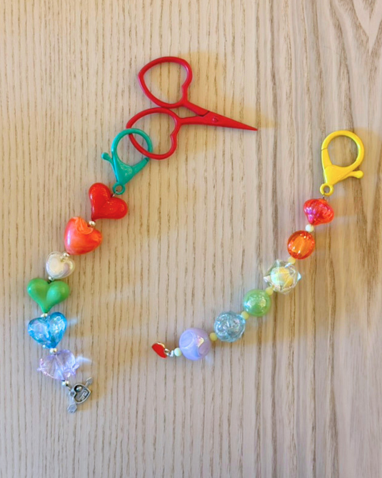 Rainbow Beaded Scissor FOBs