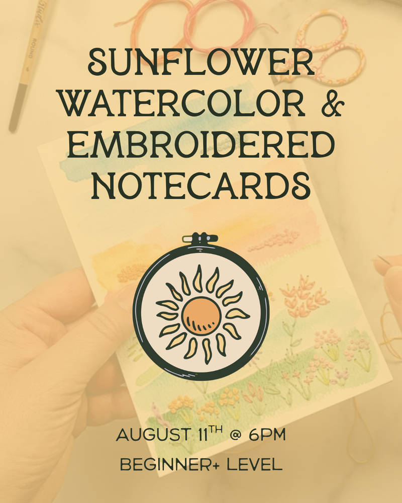 Load image into Gallery viewer, Sunflower Watercolor &amp; Embroidery Note Cards
