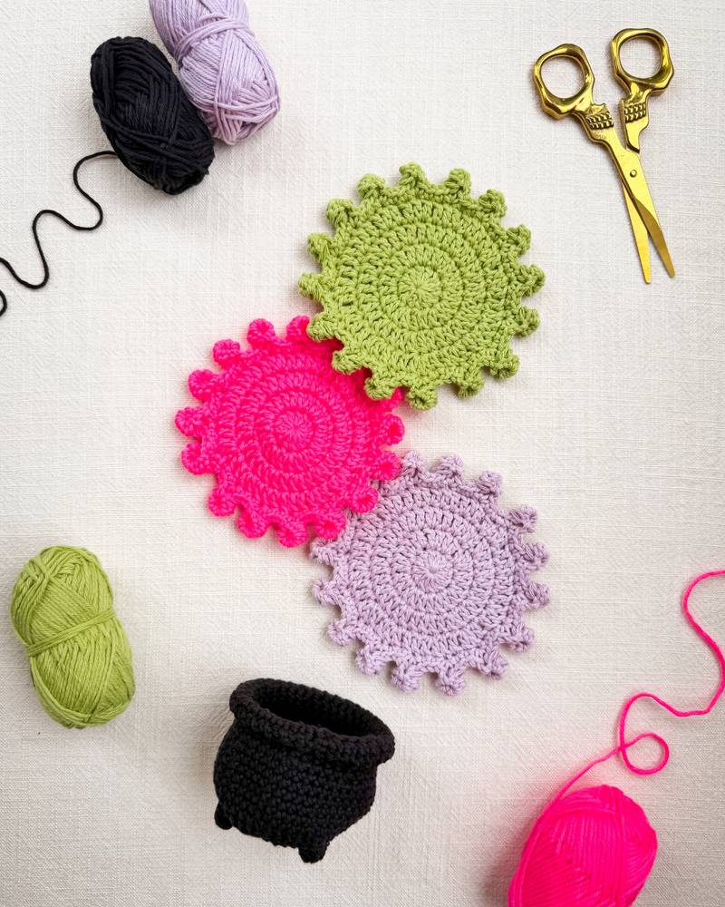 Load image into Gallery viewer, Crocheted Cauldron Coasters
