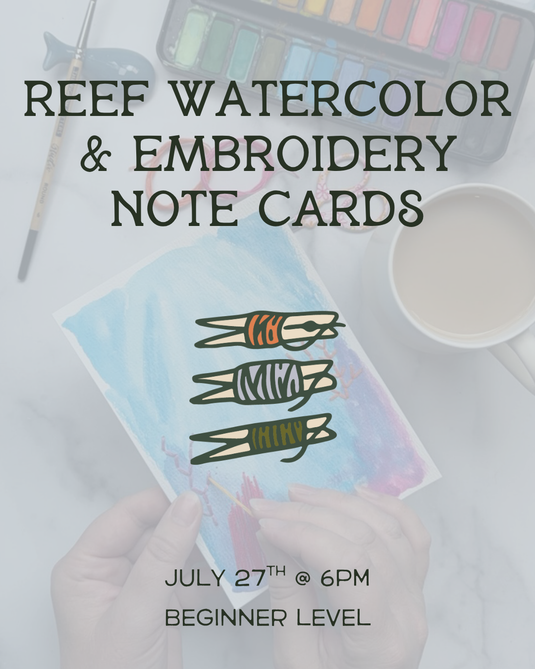 Reef Watercolor & Embroidery Note Card