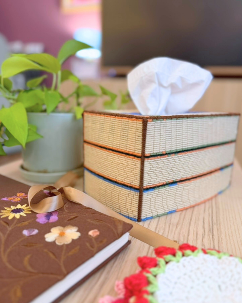 Load image into Gallery viewer, Bargello Book Stack Tissue Box Cover Stitch-A-Long (SAL)
