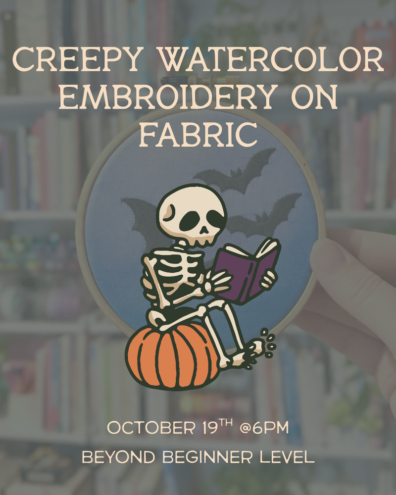 Load image into Gallery viewer, Creepy Watercolor Embroidery on Fabric
