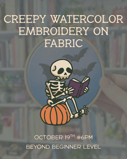 Creepy Watercolor Embroidery on Fabric