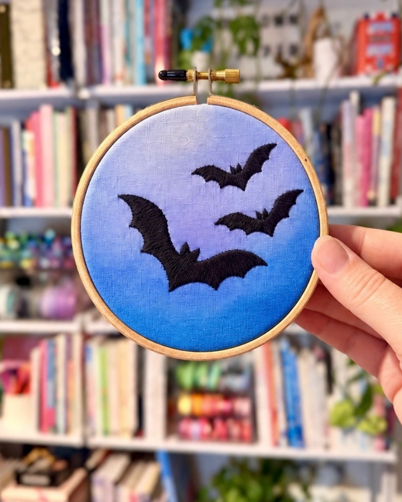 Load image into Gallery viewer, Creepy Watercolor Embroidery on Fabric
