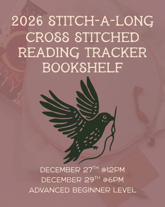 Makeshift Crafts 2026 Cross Stitched Reading Tracker Bookshelf: Year-Long Stitch-A-Long