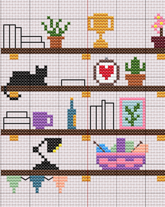 Makeshift Crafts 2026 Cross Stitched Reading Tracker Bookshelf: Year-Long Stitch-A-Long