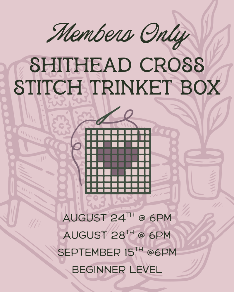 Load image into Gallery viewer, Members Only "Sh*thead" Cross Stitched Trinket Box
