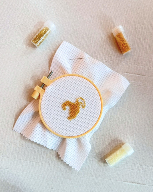 Cross Stitching with Seed Beads