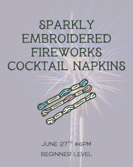 Sparkly Embroidered Fireworks Cocktail Napkins