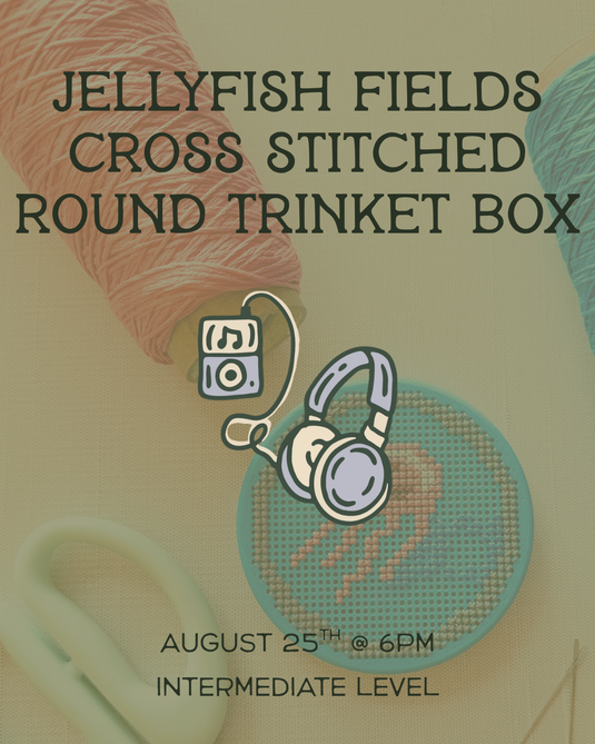 Jellyfish Fields Cross Stitch Round Trinket Box