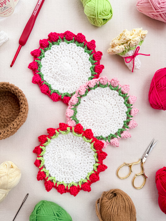 Crocheted Bouquet Coasters Pattern