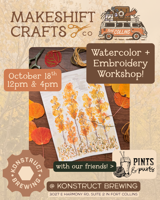 Fort Collins Makeshift On The Road: Leaf Peeping Embroidered Watercolor Notecard