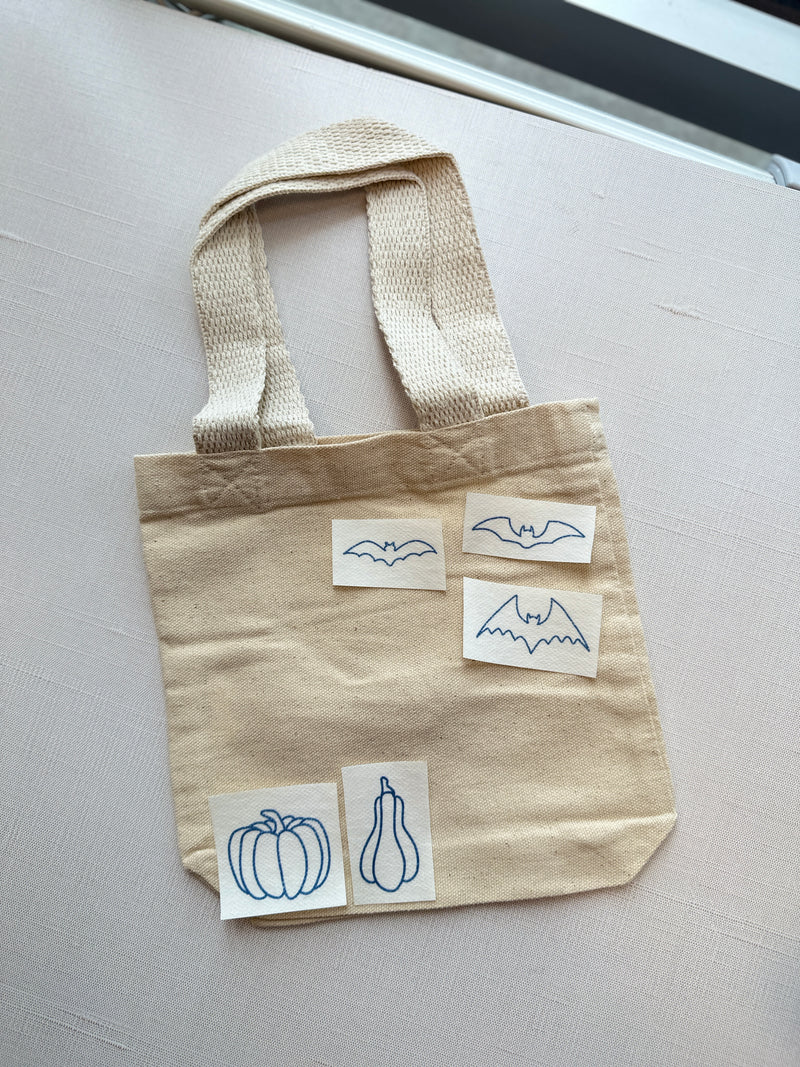 Load image into Gallery viewer, Spoopy Stitching - A Summerween Embroidered Mini Tote
