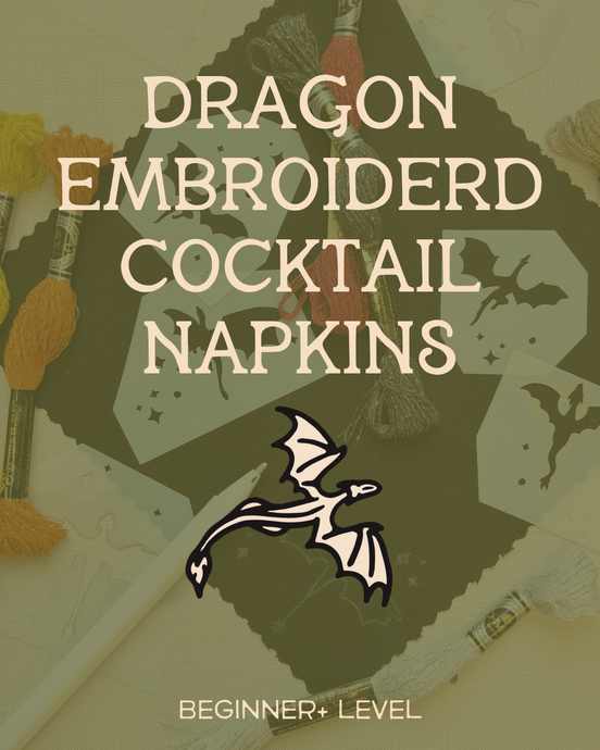 Shimmering Dragon Embroidered Cocktail Napkins