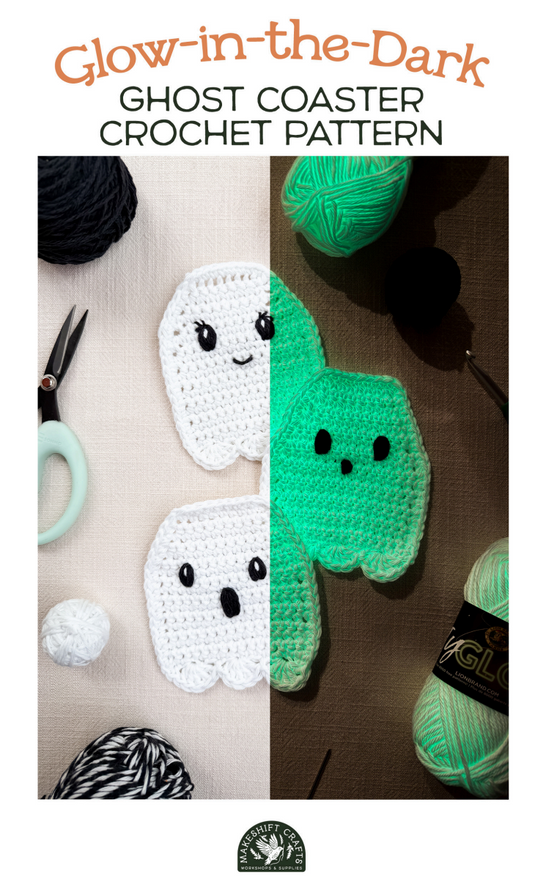 Crochet Kit: Glow-In-The-Dark Ghost Coasters aka Glowsters!