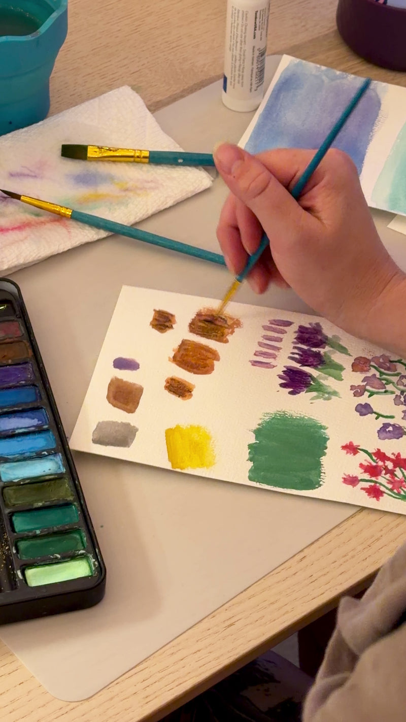 Load and play video in Gallery viewer, Artisan Bazaar at McGregor Square: Watercolor Cut Paper Landscape
