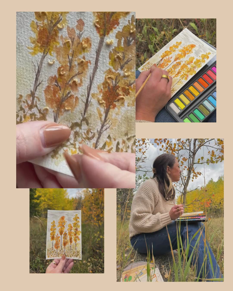 Load and play video in Gallery viewer, Fort Collins Makeshift On The Road: Leaf Peeping Embroidered Watercolor Notecard
