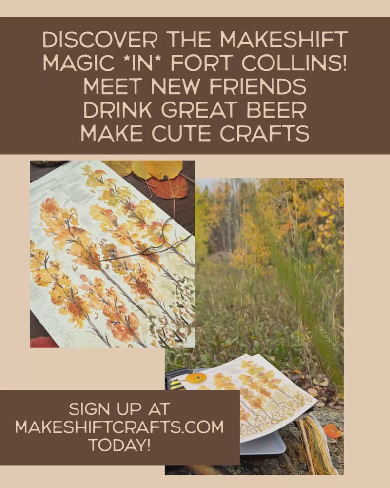 Load and play video in Gallery viewer, Fort Collins Makeshift On The Road: Leaf Peeping Embroidered Watercolor Notecard
