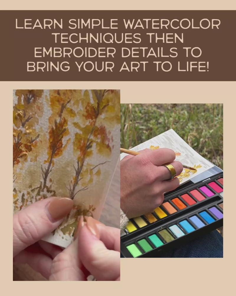 Load and play video in Gallery viewer, Fort Collins Makeshift On The Road: Leaf Peeping Embroidered Watercolor Notecard
